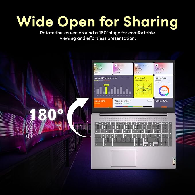 Lenovo Ideapad 3 15.6" FHD Chromebook, Intel Celeron N4500, 4GB RAM, 224GB Storage (64GB SSD+160GB Docking Station Set), ‎Intel UHD Graphics, Full Size Keyboard, Chrome OS, Artic Gray