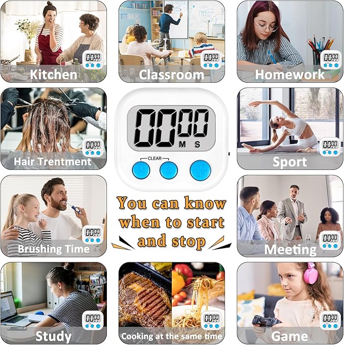 ZILLEEN Classroom Timers for Kids Classroom Magnetic Digital Kitchen Timers for Cooking Teachers Gym Game 24 pcs
