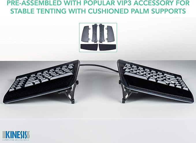KINESIS Freestyle2 USB-A Ergonomic Keyboard w/ VIP3 Lifters for PC (9" Separation) (KB820PB-US)