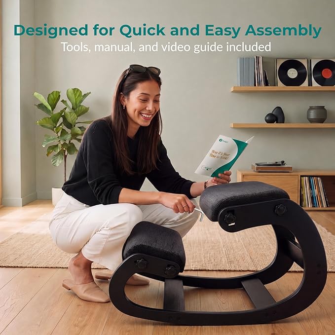 NYPOT Ergonomic Kneeling Chair with Adjustable Seats - Knee Chair for Posture Correction & Kneel Rocking Stool for Desk - Back Pain Relief for Home and Office, Supports 250 pounds - 5 Years Warranty