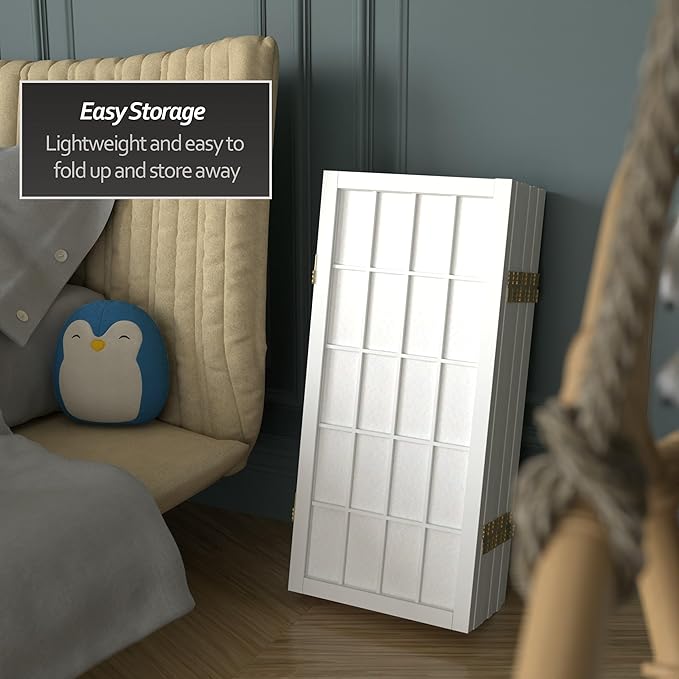 2 ft. Short Desktop Window Pane Shoji Screen - White - 8 Panels