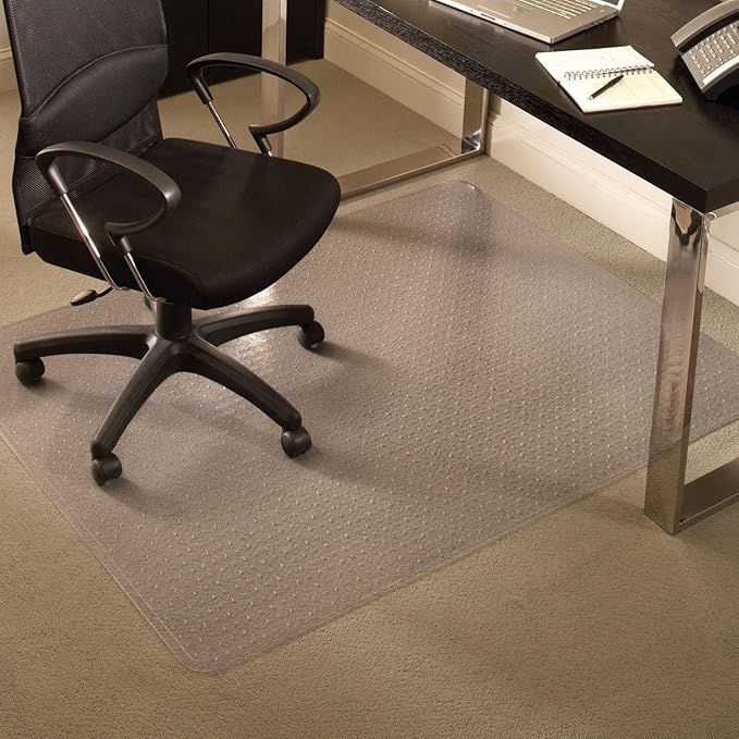 Chair Mat for Carpet- Medium Pile, 48"x 72" Rectangle, Clear Vinyl Beveled Edge
