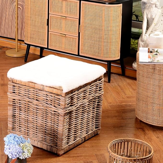 LLB Sheepskin Desk Chair Seat Cushion - Ivory White Fur, 19x19 Inch (Pack of 1)