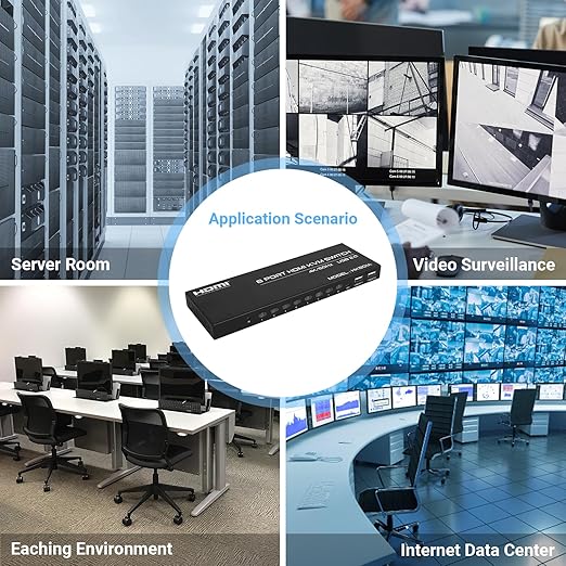 4K@60Hz HDMI KVM Switch 8 Port, HDMI KVM Switch for 8 PC Sharing 1 4K Monitor and 4 USB Devices, with Remote Control, Wired Desktop Controller and 8 KVM Cables