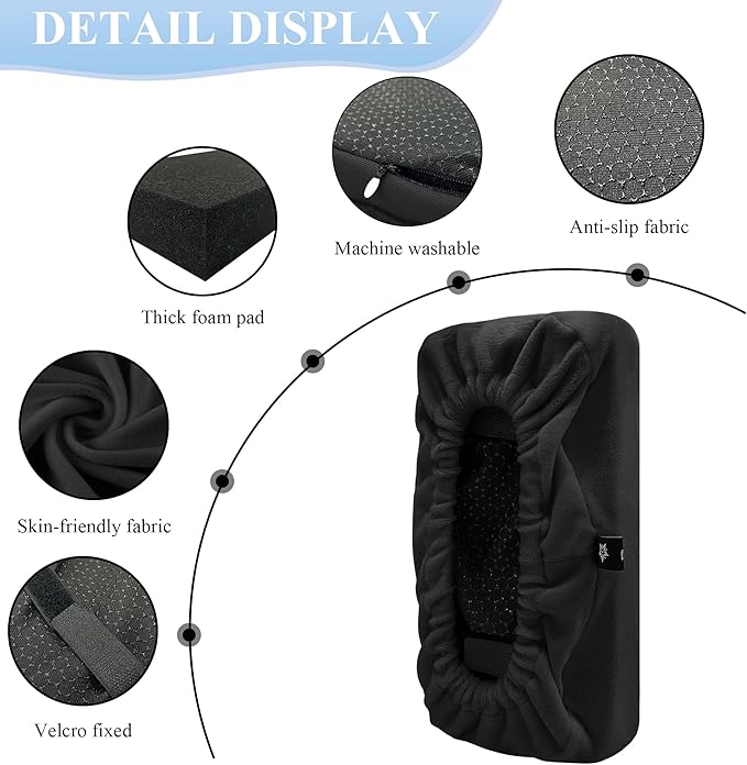 SPRING SEAON Office Chair Arm Covers Soft Memory Foam Arm Rest Pads Short Plush Gaming Chair Armrest Cushion Provide Cushioning for Elbows and Forearms 2 Pack Chair Covers for Arms Black