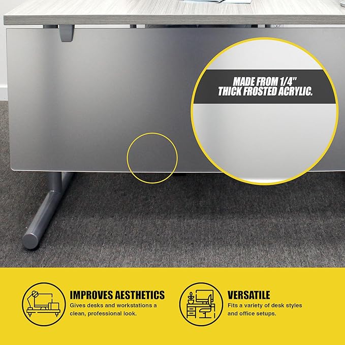 OBEX Table Mounted Modesty Panel Acrylic Desk Privacy Panel & Barrier for Office Cubicle, 12" x 24", Frosted