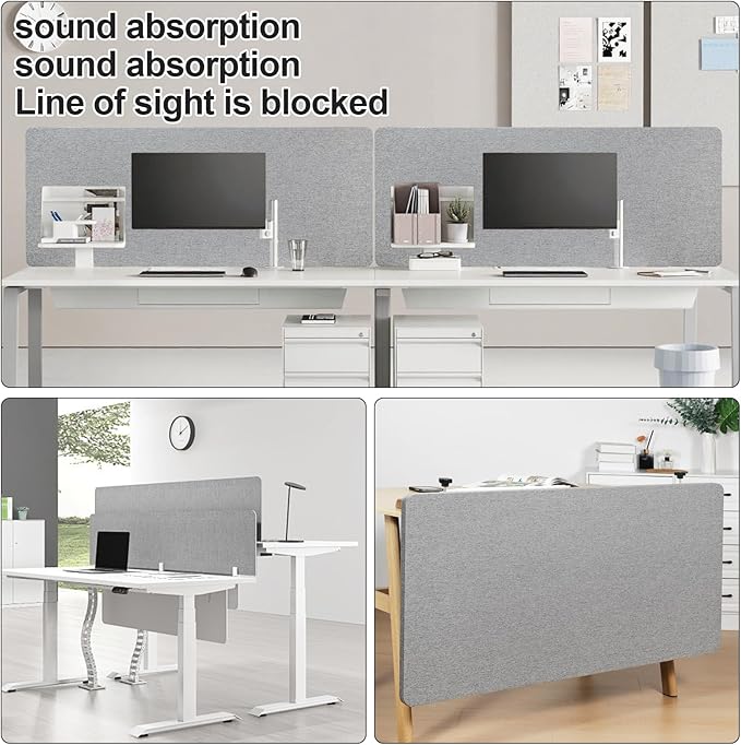 Desk Privacy Panel 24" x 48" Table Privacy Panel Acoustic Partition Noise Visual Isolate Table Divider Panel with Clamp for Student Study Reception Area Office Library(24" x 48")