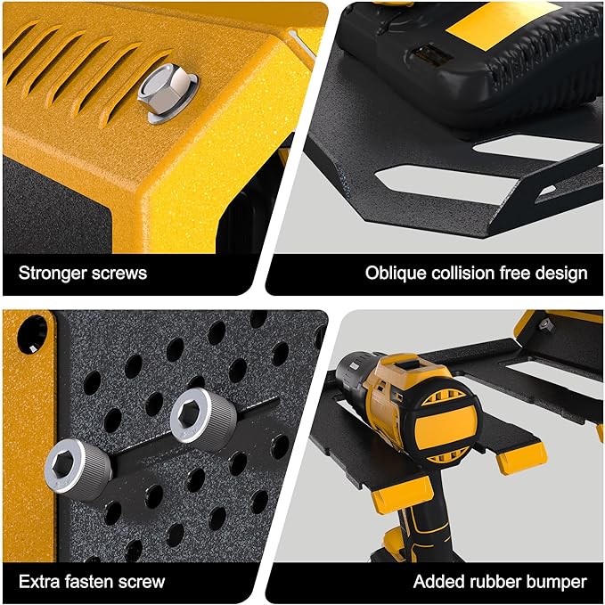 Spampur Tool Organizer Storage Wall Mount, Tool Shelves Drill Holder for Men, Metal Sturdy Steel Rack Saves Space in Workshop/Garage Organizes Power Tools, Screwdrivers, Gadgets, Floating Shelving