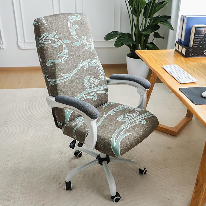 FORCHEER Patterned Large Office Chair Cover Stretch Printed Computer Armchair Slipcover for Desk Chair, Mesh Chair 1 Piece Washable Removable