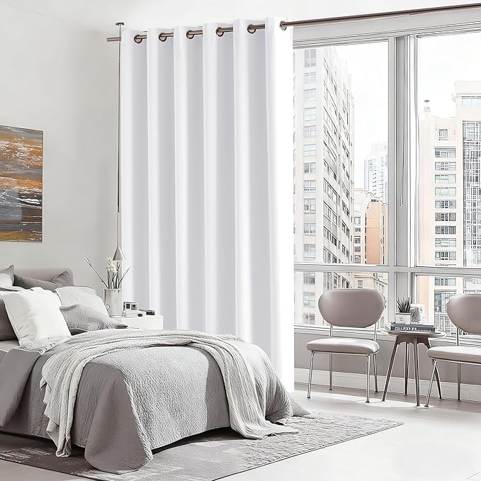 RYB HOME Blackout Thermal Insulated Curtains, Portable Curtain for Sliding Glass Door/Storage/Space Room Divider, Large Window Treatment Room Divider Panel, W80 x L84, Pure White, 1 Panel