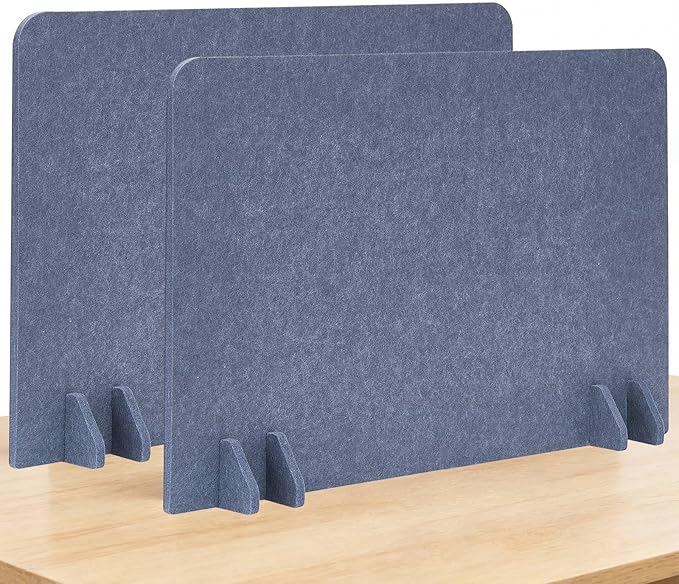 Desk Divider Privacy Panel (2 Pack) 24" x 16" - Portable Desk Partition & Dividers for Office, Home Study & School Exams - Focus Enhancing Privacy Shield - Gray