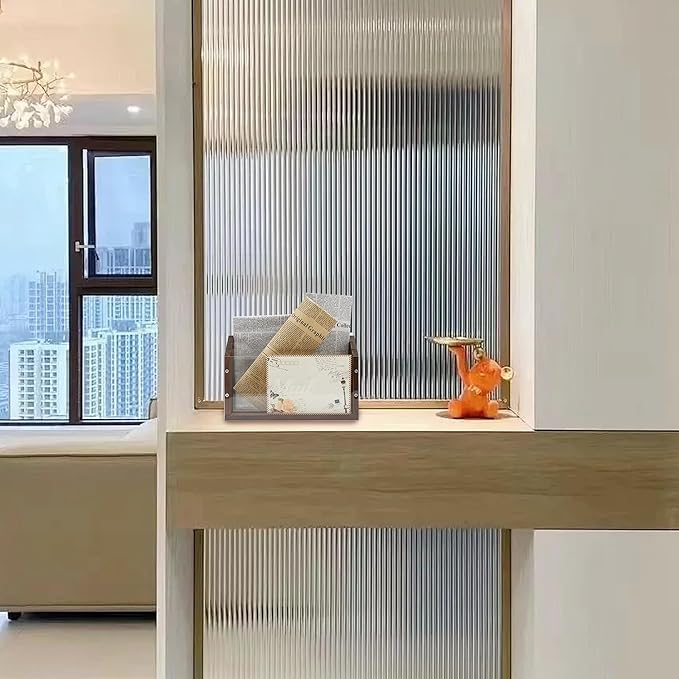 Mail Organizer with Clear Acrylic Dividers - 3 Slots Letter Holder for Desk, Solid Wood Mail Sorter Wall Mounted, Mailbox Hoder Counter for Home Office Family