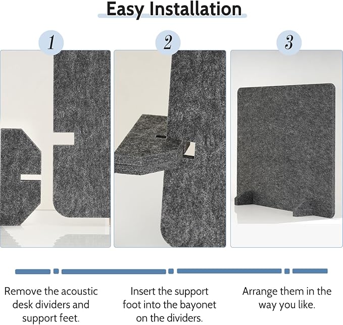 2 Pack Acoustic Desk Dividers - 24" x 20" Freestanding Privacy Panels Set with Noise - Reducing Design Cubicle Sound Proof, Ideal for Office, Classroom, and Home (Dark Gray)