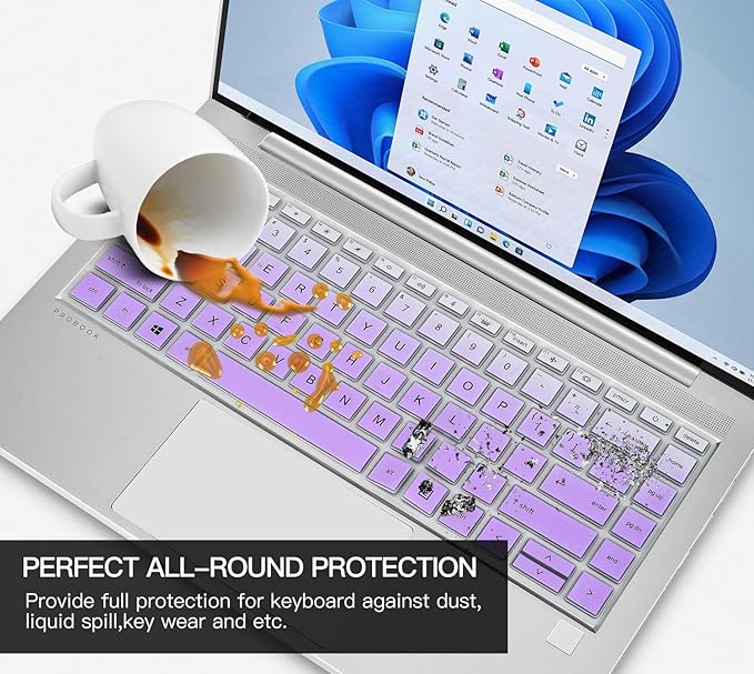 CaseBuy Keyboard Cover for HP Probook 440 445 G8 G9 G10 14 inch, HP Probook 640 G7 G8 14" Laptop Protector Skin(Not Fit Probook 440 445 G5 G6 G7) -Ombre Purple