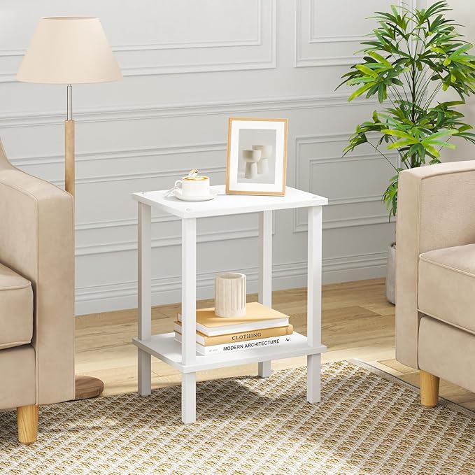 TUTOTAK End Table, Side Table, Nightstand, 2-Tier Storage Shelf, Sofa Side Table for Small Space, Living Room, Bed Room V1TB01BW034