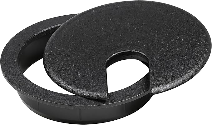 2 Pack Rok Hardware 3" (76mm) Black Round Computer Desk Table Port Wire Cable Cord Organizer Hole Cover Grommet, ROKRG3BLK