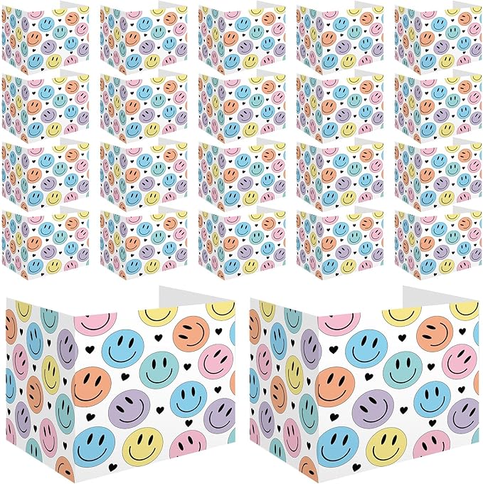Whaline 24Pcs Student Desk Privacy Boards Classroom Desk Divider Smile Face Shield Privacy Panel Folders Screen Partition for School Teacher Student Test Supplies