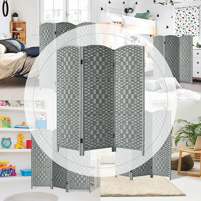 HALLYBEE Small Room Divider, Privacy Screen, Short Room Dividers and Folding Privacy Screens, Foldable Temperary Wall Partitions, 3 Panel Grey Space Separation Separator