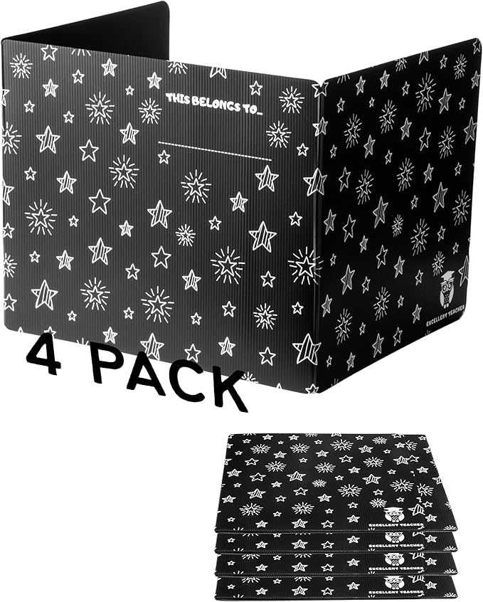 Plastic Black Privacy Folders for Students — Durable — Desk Divider Privacy Panel, Easy-Store Privacy Shields for Student Desks, Testing Dividers for Classroom, Test Dividers for Student Desks (4)