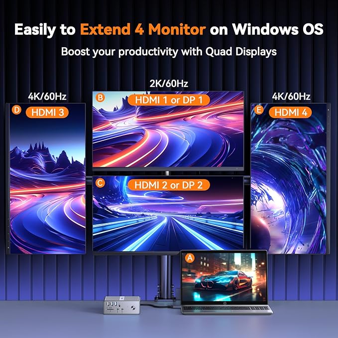 TobenONE 𝗗𝗶𝘀𝗽𝗹𝗮𝘆𝗟𝗶𝗻𝗸 𝗗𝗿𝗶𝘃𝗲𝗿 𝗥𝗲𝗾𝘂𝗶𝗿𝗲𝗱 Docking Station, Supports 3 Monitors, 10Gbps USB, 120W Power Supply, 18W Charging for Phone, Gigabit Ethernet, Audio,Compatible with macOS