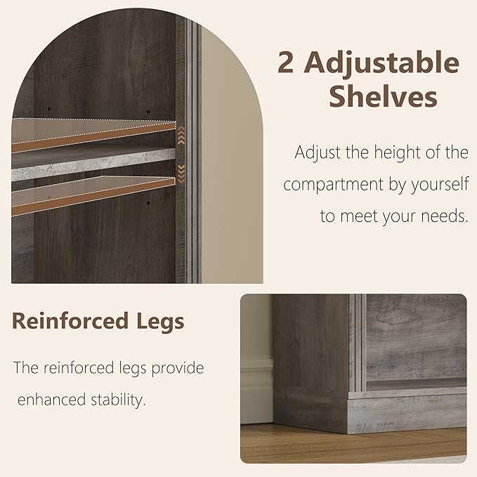 Wodeer Tall Bookshelf, 6-Tier Bookcase with 2 Adjustable Shelves, Modern Farmhouse Storage for Living Room, Entryway, Office, 23.6" W x 74.8" H x 10.6" D, Grey