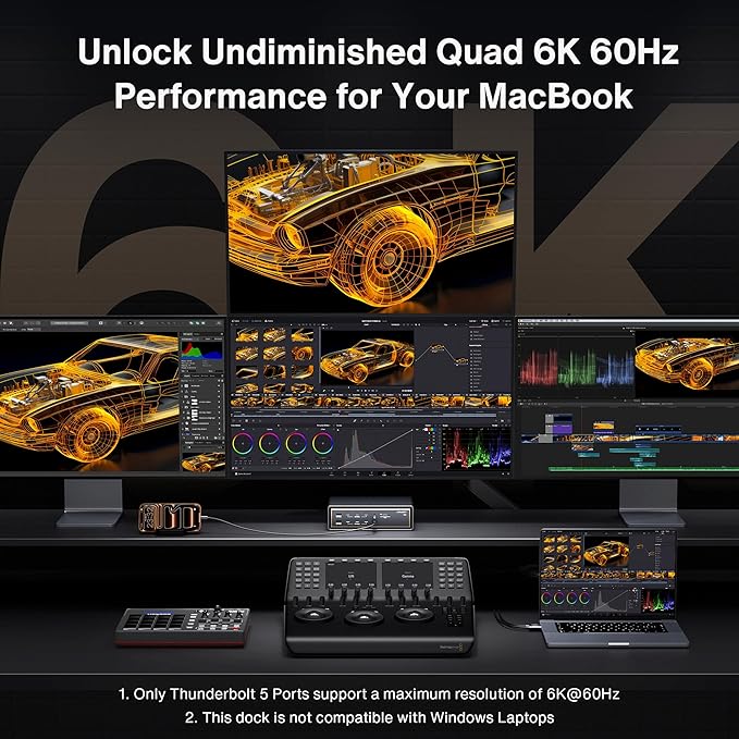 iVANKY 26-in-1 FusionDock Ultra for Dual Thunderbolt 5 Chips, 10GbE MacBook Docking Station, Quad 6K/Triple 8K Display Dock for Mac M1-M5 Pro/Max, 120Gbps, 240W (Incompatible with Windows)