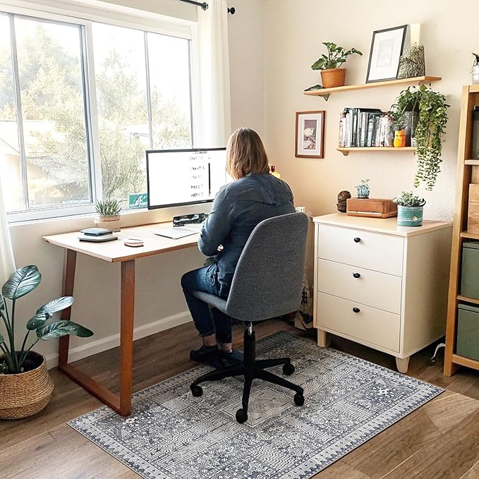Office Chair Mat for Hardwood Floor & Tile Floor,36"X 48" Heavy Duty Desk Chair Mat for Hard Floors, Under Desk Rug for Rolling Computer Chair,Anti Slip,Low Pile Carpet Floor Protector-Grey