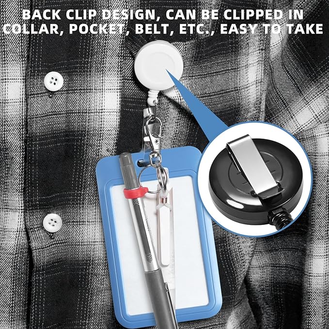 6 Pcs Pen Holders - Retractable Badge Reel, Pen Clip for Lanyard, Nurse ID Badge Holder, Office Hospital Accessories