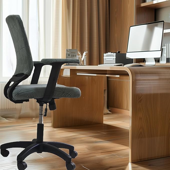 High elasticity anti slip office chair cover, split design for easy installation,universal desk chair cover wear-resistant and scratch resistant (Pine and cypress green, Chair Armrest Covers)