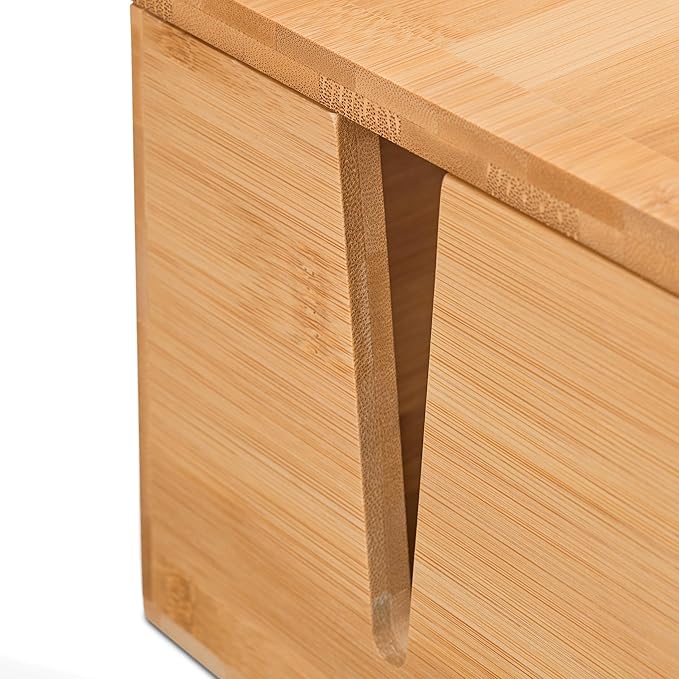 Relaxdays Cable Box for 2 Power Strips, Bamboo, H x W x D: 15.5 x 42 x 16 cm, Hide Cables, Socket Box, Natural