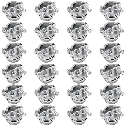 Bonsicoky 24 Pcs 1/2 Inch Clamp Type Cable Connectors - Zinc Alloy Clamp Cable Connector Fittings for Metallic Conduit Protect Electric Wires Electrical Box Cables