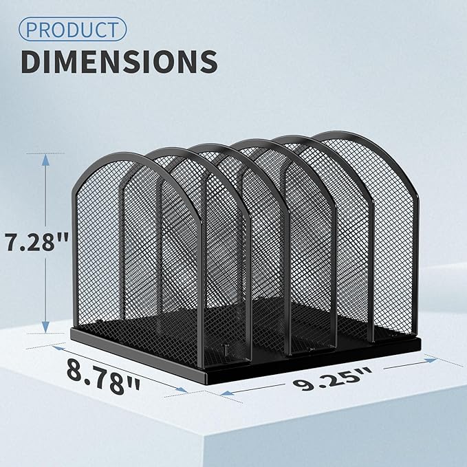 Gawerk 5-Section Vertical Desktop Organizer, 5-Section Mesh File Folder Stand Sorter for Office Home Classroom Organization (2, Black)