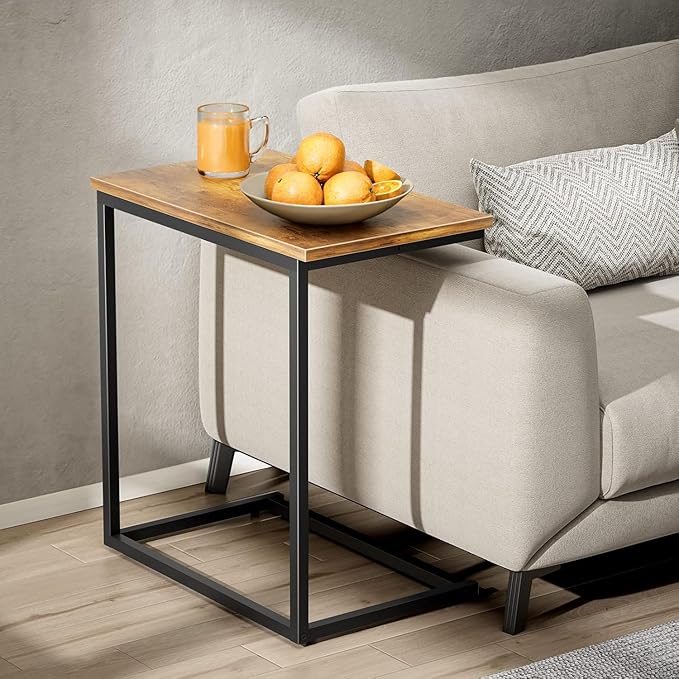 Pipishell C Shaped End Table Set of 2, Side Table for Couch Slide Under, C Table Sofa Side End Table for Living Room 27 inches High,PIET06K2