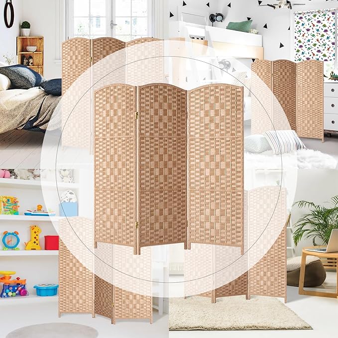 HALLYBEE Small Room Divider, Privacy Screen, Short Room Dividers and Folding Privacy Screens, Foldable Temperary Wall Partitions, 3 Panel Natural Space Separation Separator