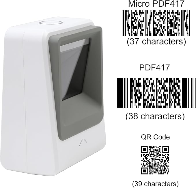 TEEMI Handsfree 1D 2D Barcode Scanner, with Top Trigger Button, QR Omnidirectional Desktop USB Automatic Bar Code Imager, Capture Screen barcodes, TMSL-60 White