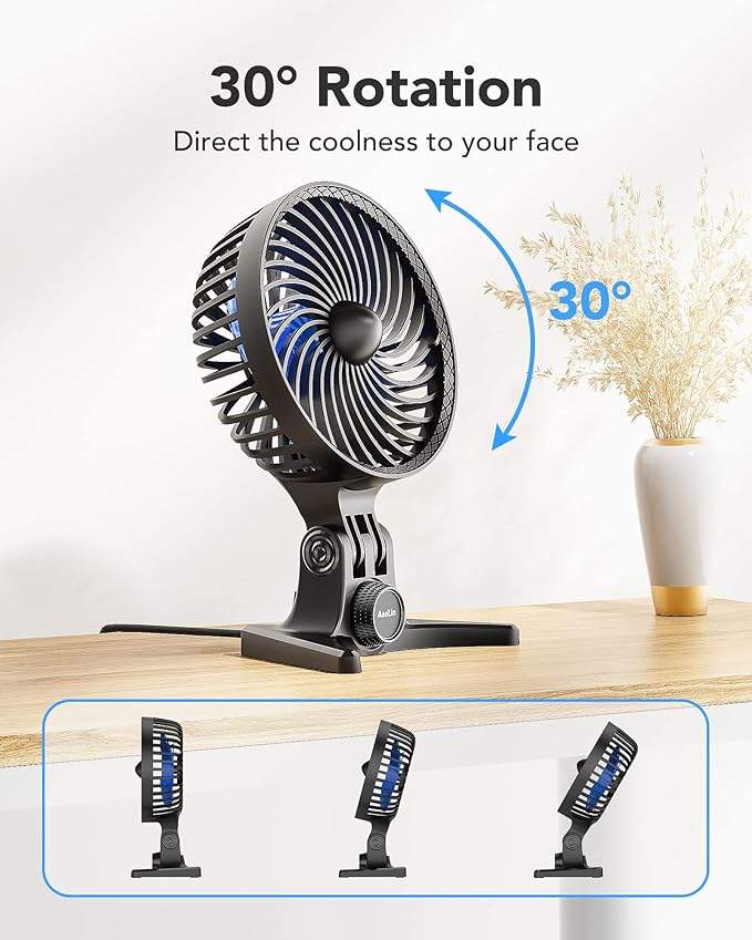 AaoLin USB Desk Fan, Small Fans with CVT Variable Speeds, Strong Cooling Airflow, Quiet Portable, Desktop Mini Personal Table Fan for Room, Home, Office, Bedroom, Blue Black