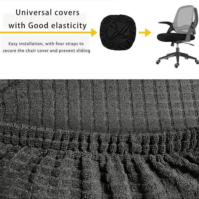 DHXYZZB Office Chair Seat Cover with Armrest Cover Universal Fit Dining Room Chair Covers Stretch Washable Waterproof Slipcover Protector for Desk Swivel Computer Chairs