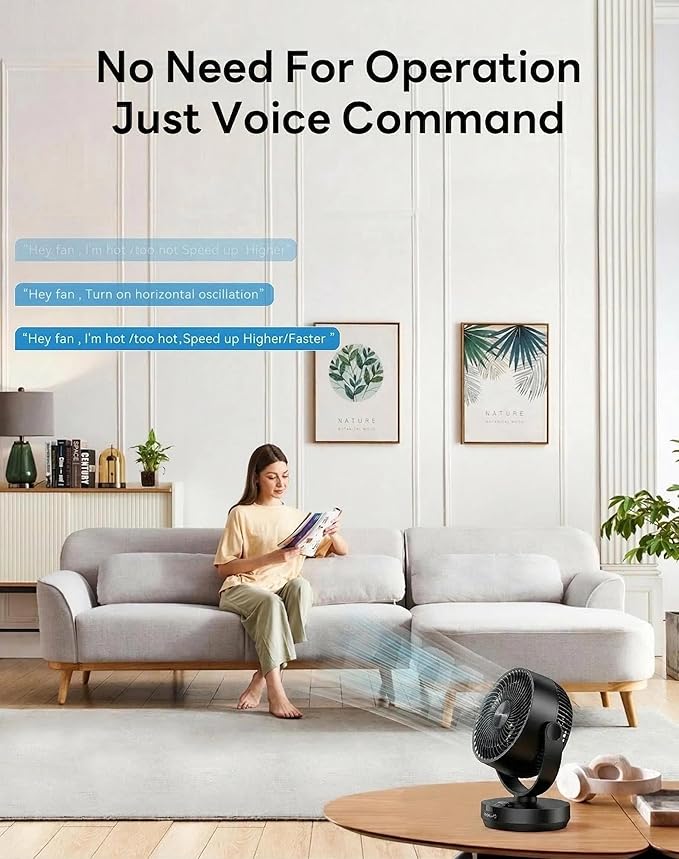 PNTCK Air Circulator Fan for Bedroom, 13" Table Fan with Remote, 90° Oscillating & 120° Tilt, 60ft Strong Airflow, Quiet 25dB Electric Fan with 4 Speeds, 4 Modes & 12H Timer