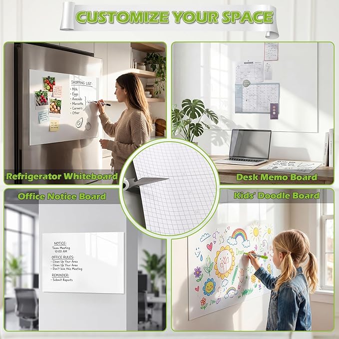 AFMAT Whiteboard Sticker for Wall, 4x8ft White Board Paper, Super Sticky Dry Erase Wallpaper, Peel and Stick Dry Erase Board with 20 Markers, No Ghosting Whiteboard Paper for Home Office Classroom