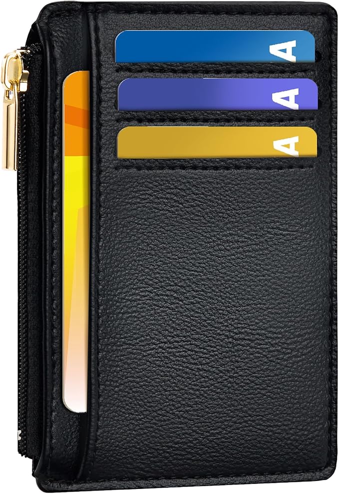 Tipmile Credit Card Holder for Women Slim Minimalist Front Pocket RFID Blocking Wallet Small Compact Card Case with ID Window, Vintage Black