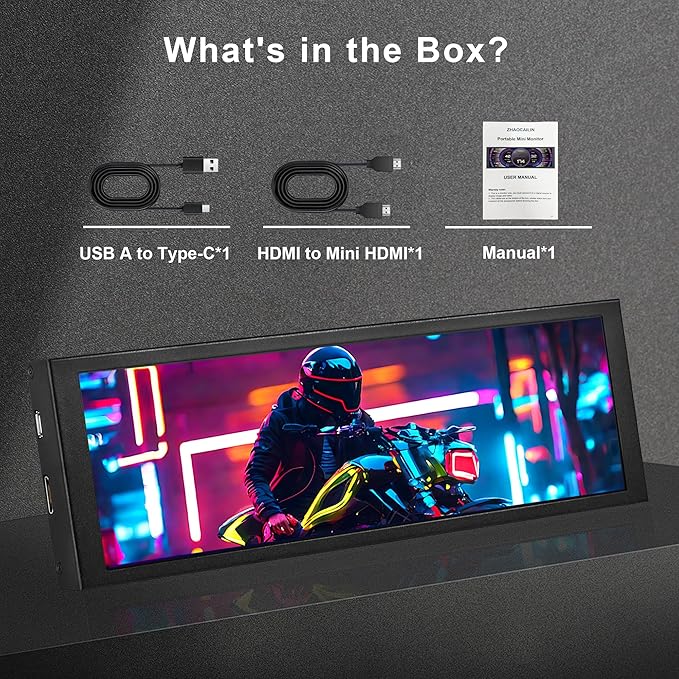 7.84 Inch HD Mini Monitor 1280x400 IPS Stretched Bar LCD Display with Casing for macOS Window Speed Temperature Aida64 CPU GPU Monitoring Secondary Screen