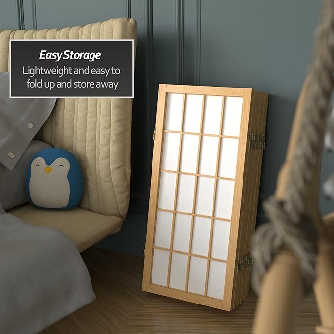 2 ft. Short Desktop Window Pane Shoji Screen - Natural - 8 Panels