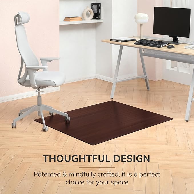 Anji Mountain Office Chairmat Thickest & Sturdy Bamboo Chairmats Highly Premium Quality Anti-Slip Heavy Duty for Multi-Purpose Hardwood Floor Office & Home Floor Protector Office Chair mat-5mm Thick