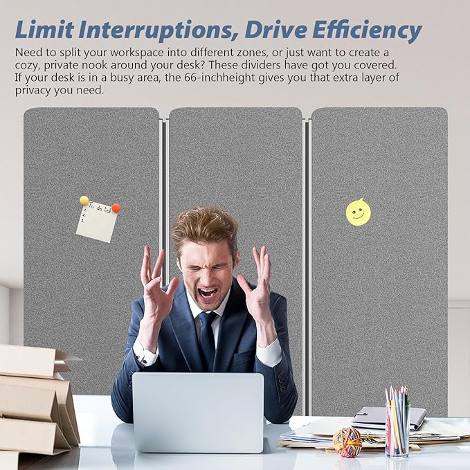 Room Divider Soundproof Privacy Panel with Wheels, 3 Panel Wall Divider (Aluminum Frame) for Room Partition, Folding Room Dividers Space Separation Office Cubicle Wall Divider Sound Proof Separator