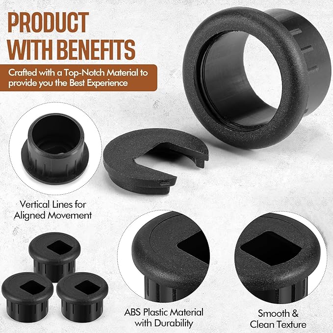 SATINIOR 10 Packs Desk Grommet Plastic Cable Hole Cover to Arrange Wires & Cords PC Desk Cord Wire Organizer Caps Desktop Cord Management Grommet for Home Office Table Desktop (1 Inch,Black)