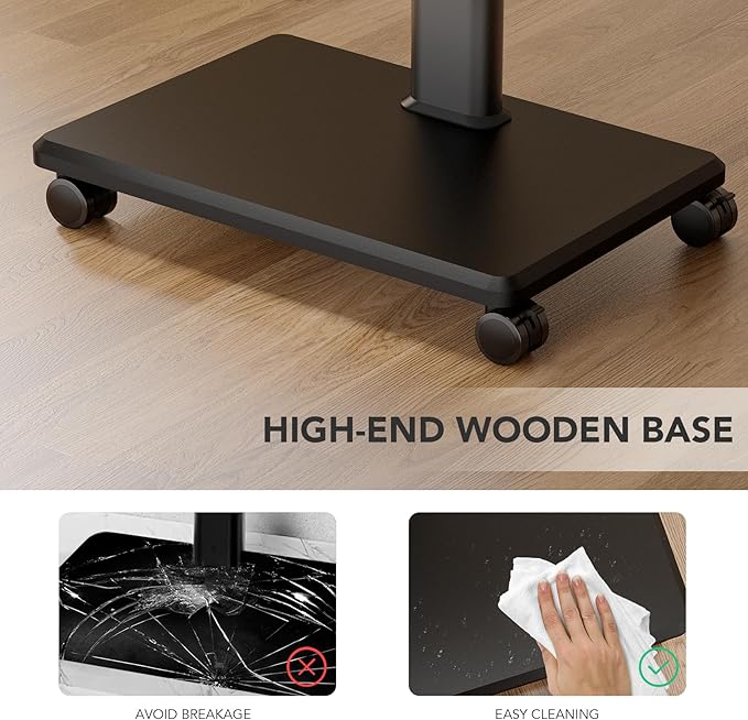 AX WABER Universal Floor TV Stand, Portable Rolling Floor TV Mount with Wheels, 80 Degree Swivel Height Adjustable for 27 to 65 Inch LCD LED OLED TVs, Holds up to 88 lbs Mobile TV Cart