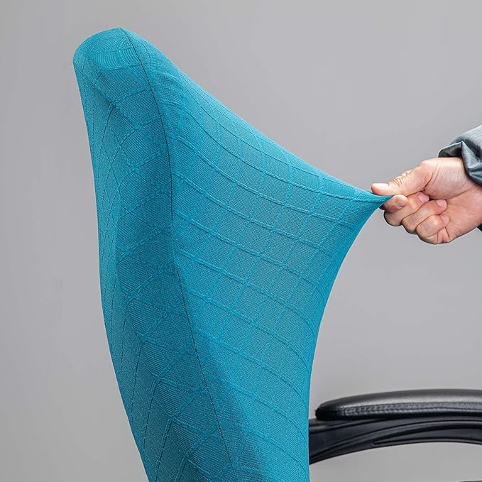 Melaluxe Office Chair Cover with Armrest Covers， Universal Stretch Desk Chair Cover, Computer Chair Slipcovers (Size: L) - Peacock Blue