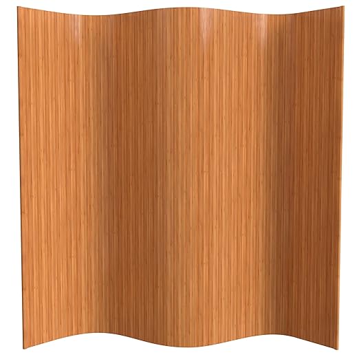 Red Lantern 7 ft. Tall Bamboo Wave Screen - Natural