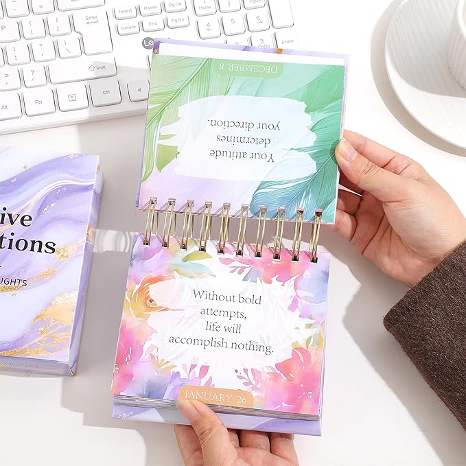 Daily Flip Calendar with Inspirational Quotes - Motivational Perpetual Calendar Desk Office Home Decor for Women, Gifts Desk Accessories for Girls Positive Affirmations