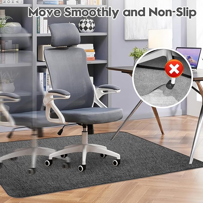 Sycoodeal Office Chair Mat for Hardwood & Tile Floor, 40" x 48" Heavy Duty Computer Gaming Chair Mat for Rolling Chairs Non-Curve, Anti-Slip, Floor Protector for Home Office (Black)